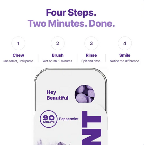 Purple Tone-Correcting Whitening Toothpaste Tablets with 10% Hydroxyapatite
